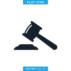 Judge Gavel Icon Vector Design Template