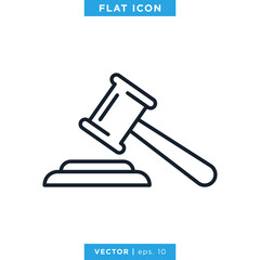 Judge Gavel Icon Vector Design Template. Editable Stroke.