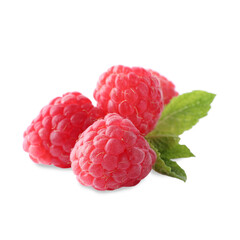 Delicious sweet ripe raspberries isolated on white