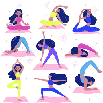 set of yoga poses