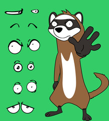 funny cute ferret cartoon expressions set collection in vector format