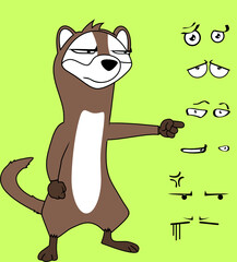 funny cute ferret cartoon expressions set collection in vector format