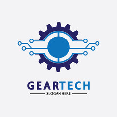 Tech gear logo vector design template. Technology Logo Template Design Vector, Emblem, Design Concept, Creative Symbol, Icon