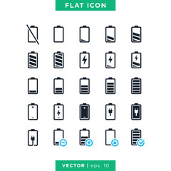 Set of Battery Icons Vector Flat Design