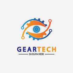 Tech gear logo vector design template. Technology Logo Template Design Vector, Emblem, Design Concept, Creative Symbol, Icon