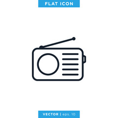 Radio Icon Vector Logo Design Template. Editable Stroke.