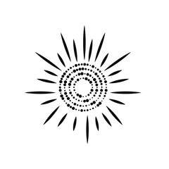 Black sun logo on white background