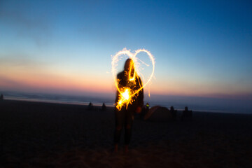 light drawings with sparklers