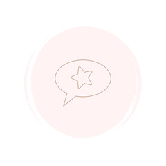 Cute speech bubble with star icon vector, illustration on circle with brush texture, for social media story highlight