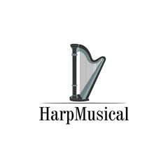 instrument orchestra melody  traditional music  classic music harp vector illustration design