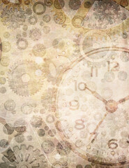 Vintage clock on grunge background