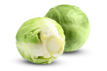 Fototapeta premium Fresh tasty Brussels sprouts on white background