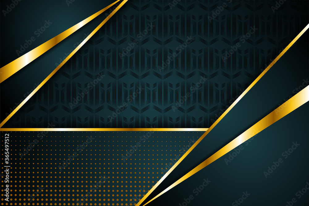Poster abstract triangle and rectangle shape luxury dark blue with gold. geometric line of hexagon shape pa