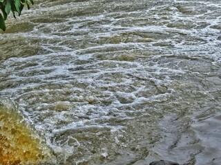 water flowing into the river