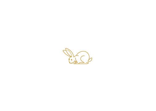 Vector line art icon rabbit. Icons, symbols, logo design element, illustration of stylized cute bunny. Be used for Easter cards, Mid Autumn Festival greetings. Isolated. Flat design, monoline style.