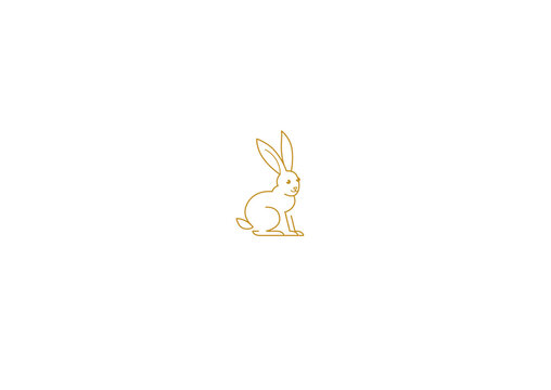 Vector line art icon rabbit. Icons, symbols, logo design element, illustration of stylized cute bunny. Be used for Easter cards, Mid Autumn Festival greetings. Isolated. Flat design, monoline style.