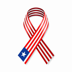 Liberian flag stripe ribbon on white background. Vector illustration.