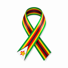 Zimbabwean flag stripe ribbon on white background. Vector illustration.