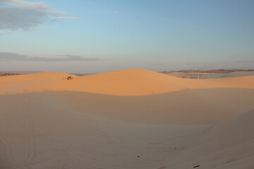 Fototapeta na wymiar sand in the desert in the morning has beautiful sky background