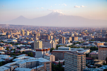 Beyond the city boundaries of Yerevan, Armenia, the legendary site of Noah's ark, Mount Ararat,...