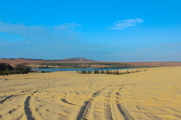 sand in the desert in the morning has beautiful sky background