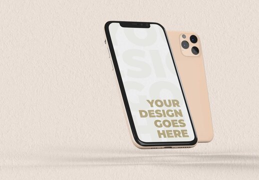 Front and Back Smartphone Mockup with Plaster Background