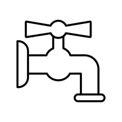 Obraz premium Water tap line style icon design, Clean faucet liquid drink wet kitchen home stream wash and macro theme Vector illustration