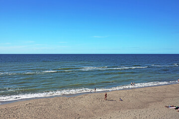 landscape sea, sand and blue sky, Curonian Spit in Kaliningrad region, Russia