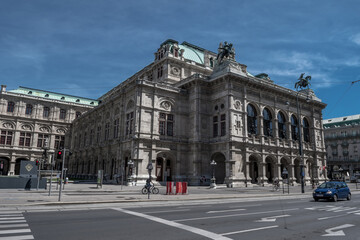 Fototapeta na wymiar Front View Of The Opera House In The Inner City Of Vienna In Austria