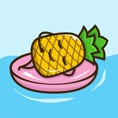 Pineapple summer vacation cute mascot design