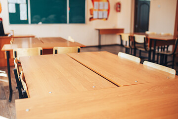 Empty school class during school holidays, back to school, children education