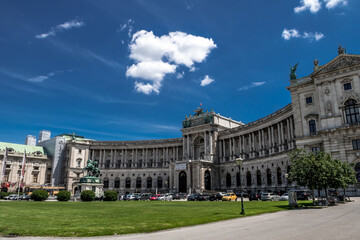 Fototapeta na wymiar Imperial Palace Hofburg And Famous Square Heldenplatz In The Inner City Of Vienna In Austria