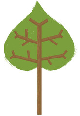 Green tree. Silhouette of a tree on white background.