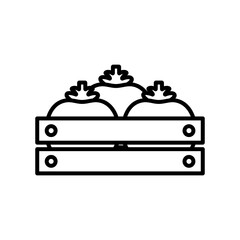 tomatoes in basket line style icon design, healthy organic food fresh natural market product quality and restaurant theme Vector illustration
