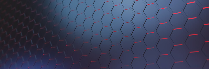 Futuristic Technology Wave Hexagon Pattern Modern Background panorama 3d rendering