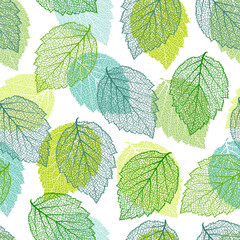 Seamless pattern with leaves. Textured background with autumn plants. Natural element. Textile print. Vector season  banner, template, greeting card, wallpaper. Modern texture. 