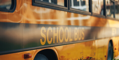 Big yellow school bus, back to school, delivery of children to school