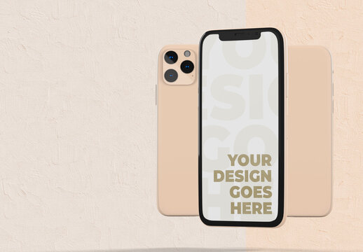Warm Palette Vertical Smartphone Mockup with Plaster Background