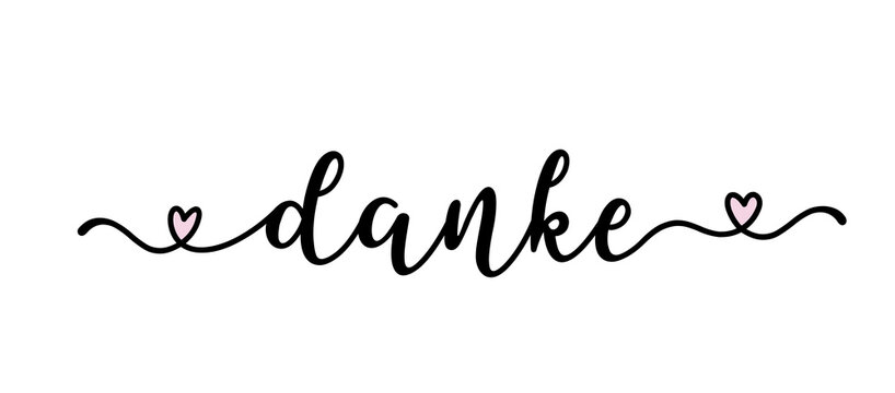Handgeschriebenes Wort Danke als banner, logo. Lettering für Poster, Postkarte, Einladung, Web Banner, ad
