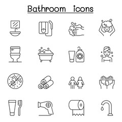 Fototapeta premium bathroom icon set in thin line style