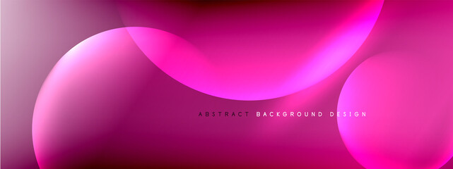 Vector abstract background liquid bubble circles on fluid gradient with shadows and light effects. Shiny design templates for text