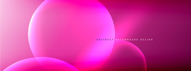 Vector abstract background liquid bubble circles on fluid gradient with shadows and light effects. Shiny design templates for text