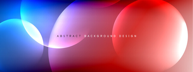 Vector abstract background liquid bubble circles on fluid gradient with shadows and light effects. Shiny design templates for text