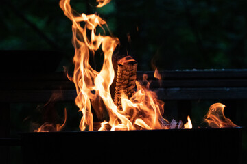 Fototapeta na wymiar Flaming campfire