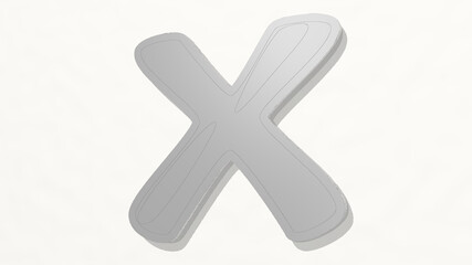 Obraz premium delete sign made by 3D illustration of a shiny metallic sculpture on a wall with light background. icon and button