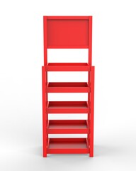 Blank product display self stand mock up, 3d render illustration.