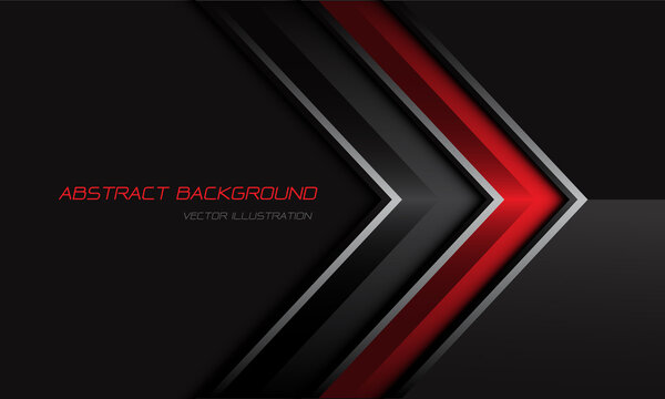 Abstract red grey metallic arrow direction on dark design modern futuristic background vector illustration.