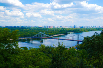 Pedestrian bridge over the river in Kiev.