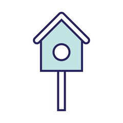birds house line and fill style icon design, farm agronomy lifestyle agriculture harvest rural farming and country theme Vector illustration