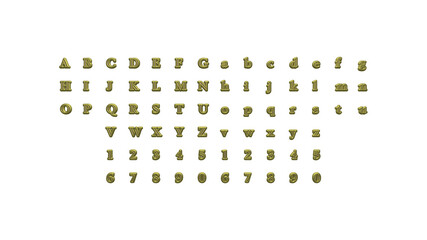 Full set of English letters in 3D illustrations separated to two sides for matching perspectives, lightings and shadows for realistic combinations on white background